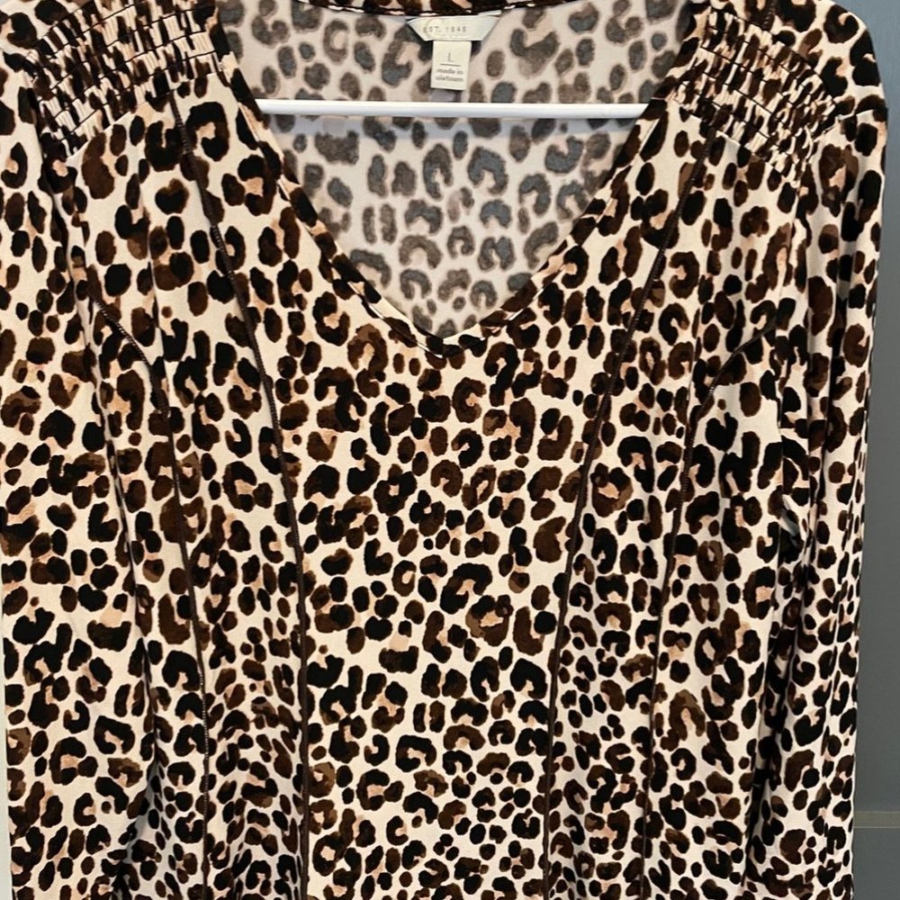 Fall leopard v neck blouse